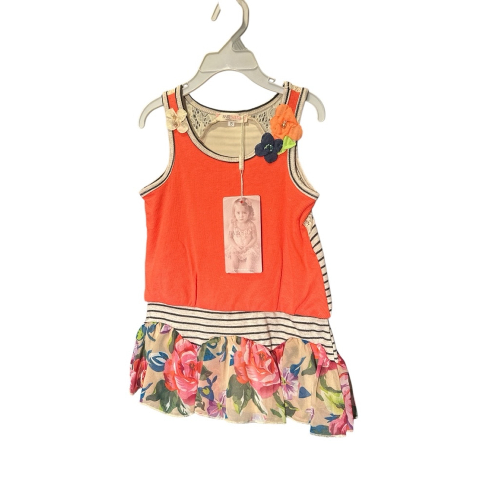 Girls Baby Sara Dress Size 5T Orange Floral‎ Sleeveless